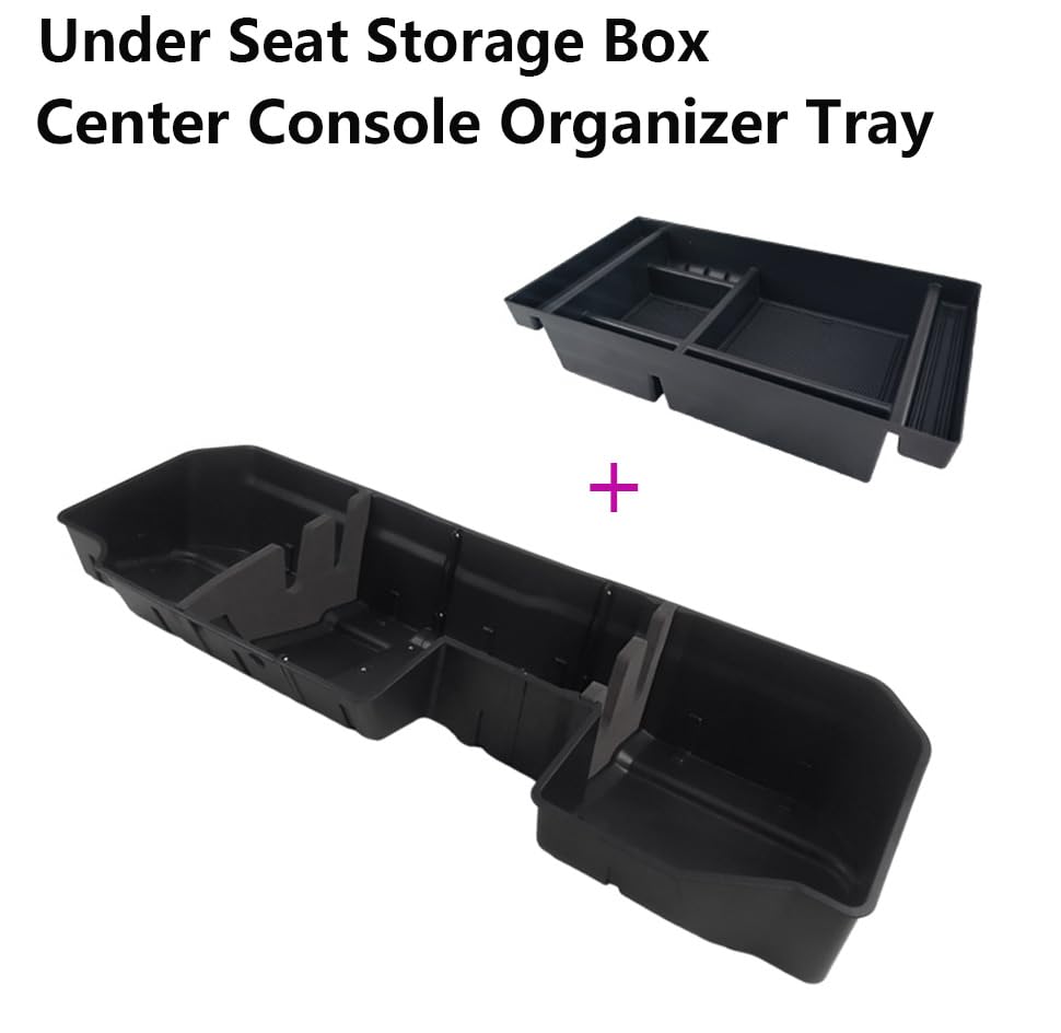 Under Seat Storage Box & Center Console Organizer Tray Fit for 2019-2025 Chevy Silverado 1500 GMC Sierra 1500 2020-2025 2500 350