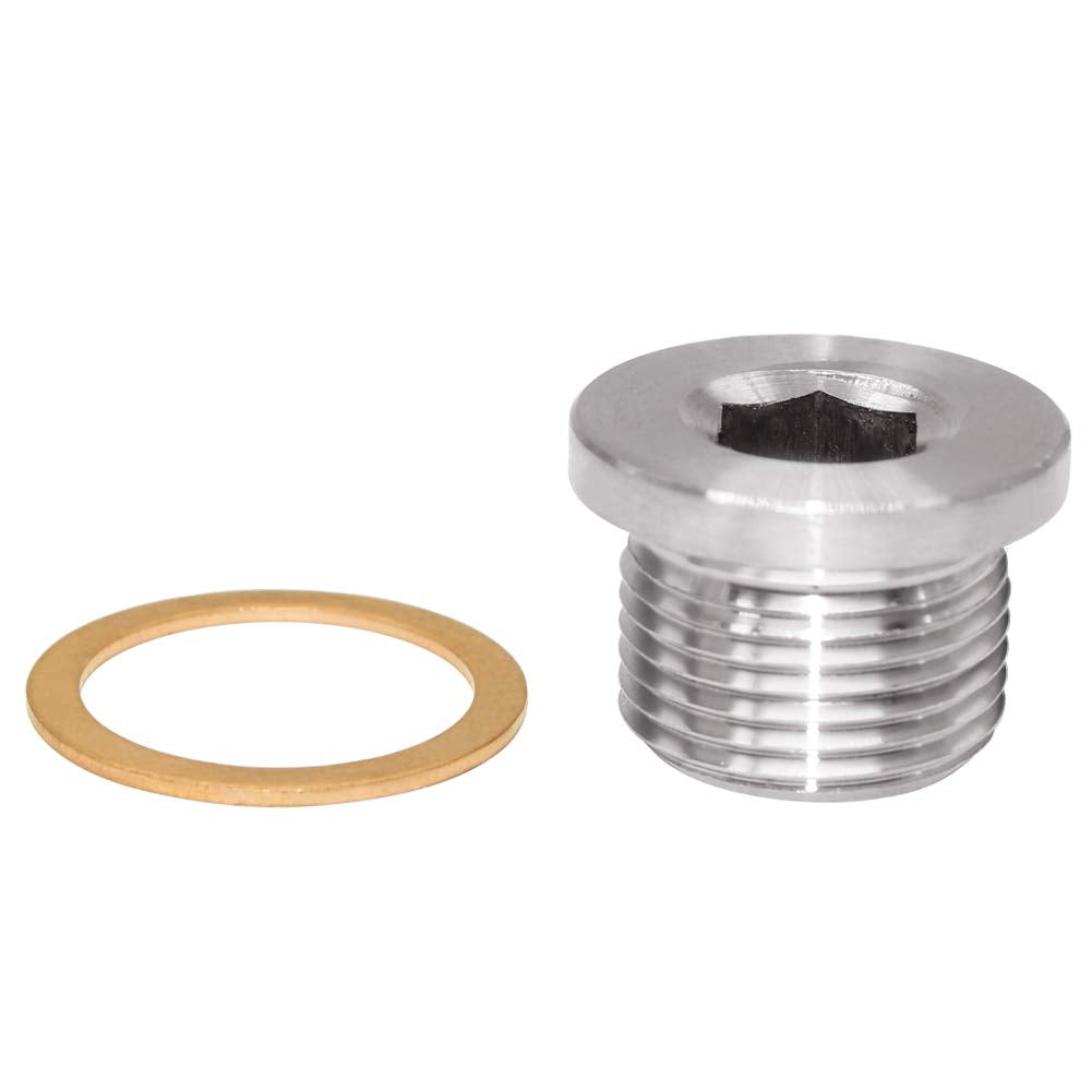 Joytube M18 X 1.5 With Inner Hex Head Universal Fit With Brass O-Ring For Motorbike And Other Transportation, 304 Stainless Stee