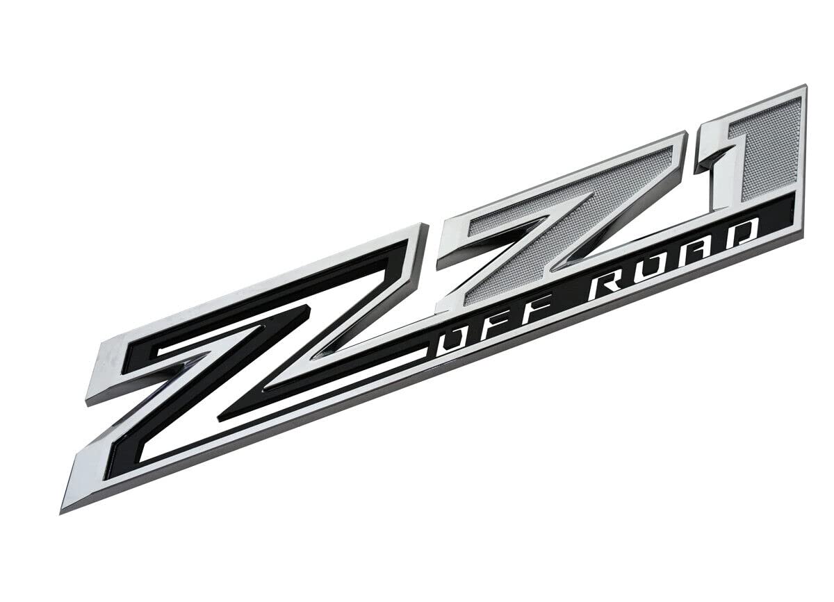 2pack 2019-2025 OEM Z71 Off Road Emblems Side Decals Badges Compatible with fits Silverado Offroad Parts 84632695 (Chrome Black)
