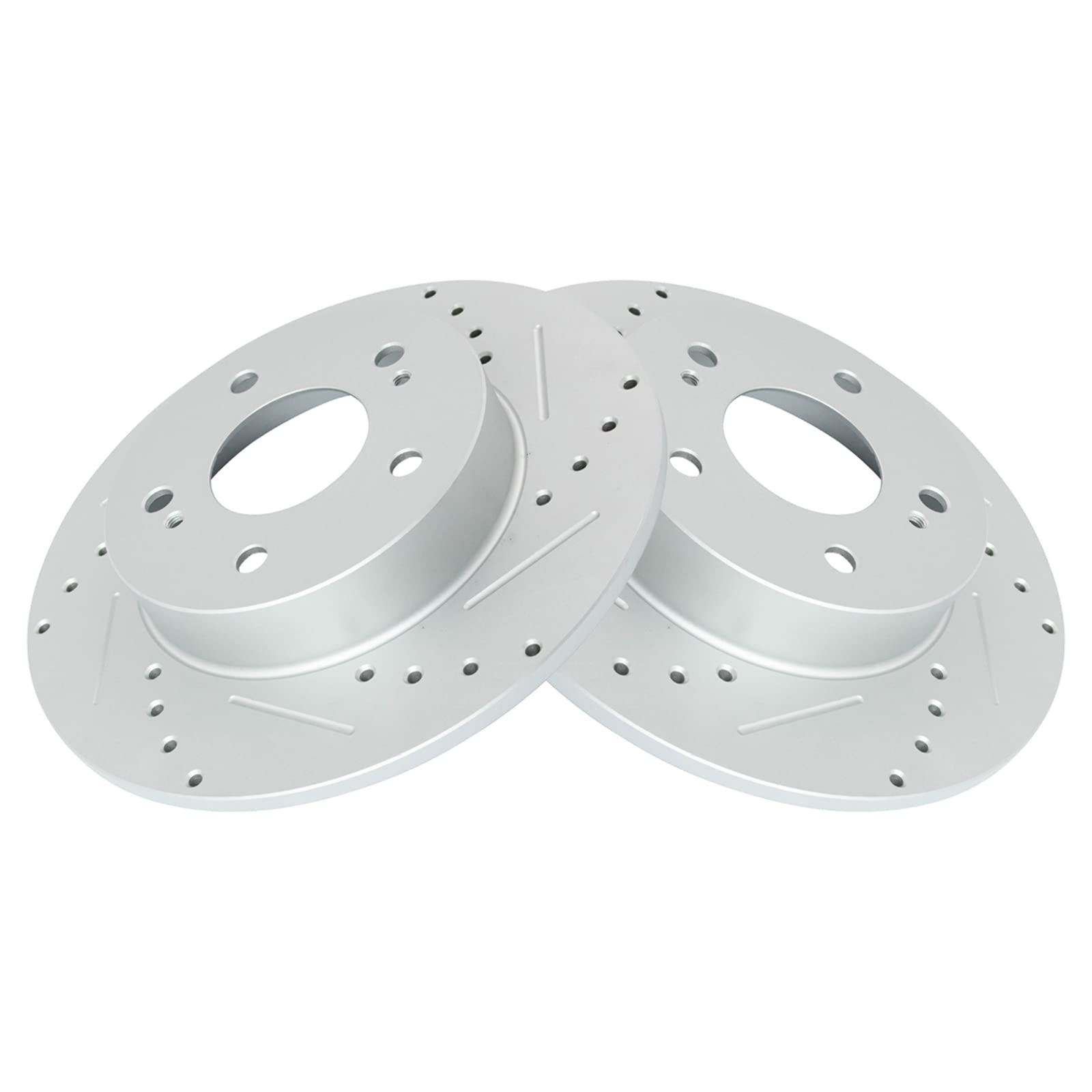 Trq Rear Performance Brake Rotors Set Premium G-Coated Cross Drilled & Slotted Compatible With 1996-2001 Infiniti I30 2002-2004