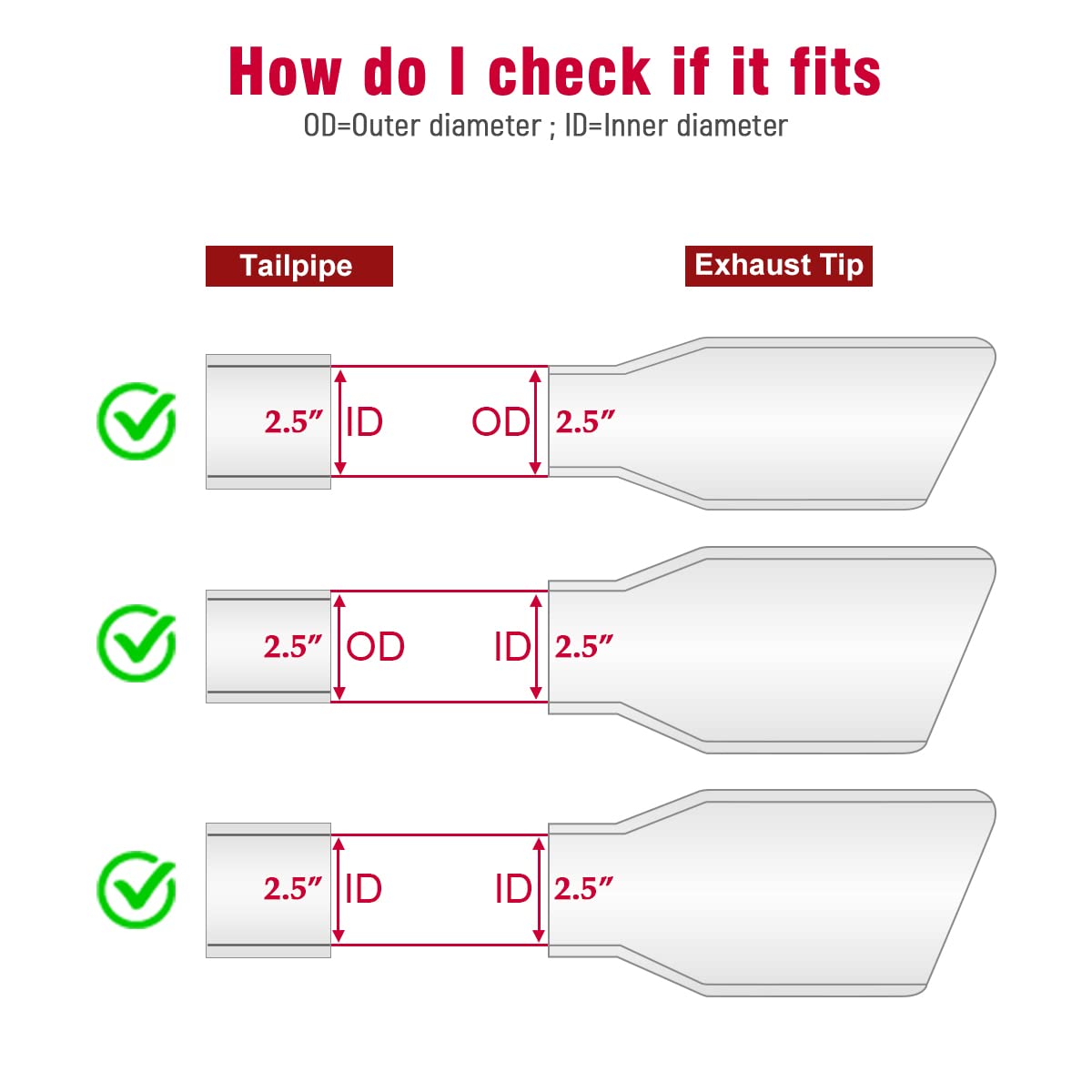 Upower Exhaust Tip 2.5'' Inlet X 4'' Outlet X 18'' Overall Length Universal Trucks Car Stainless Steel Weld On Exhaust Tailpipe