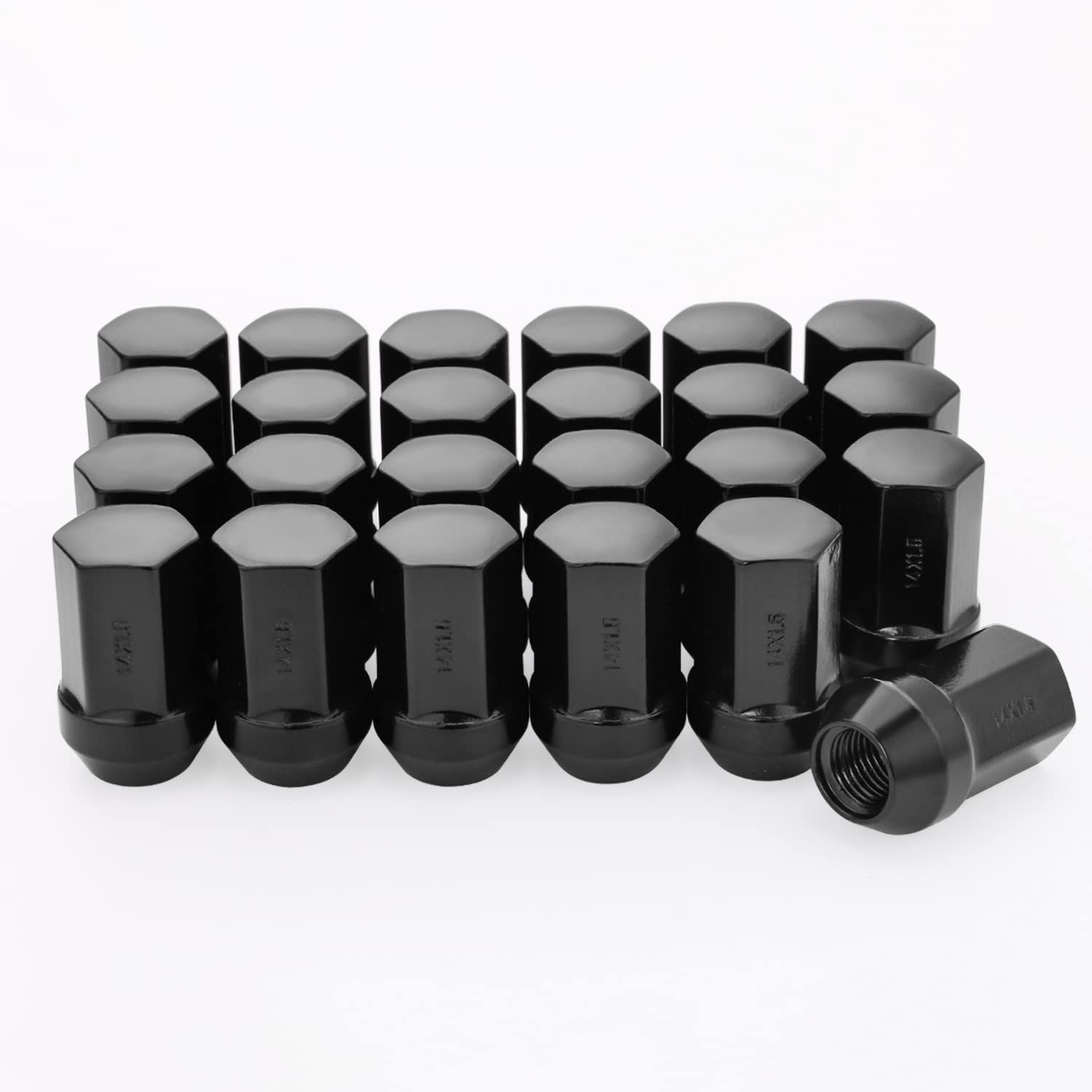 Lichamp 24pcs OEM Lug Nuts M14x1.5 Black Original Factory Cone Seat Style M14x1.5 Lugnuts Partial Compatible with 2015-2021 Ford