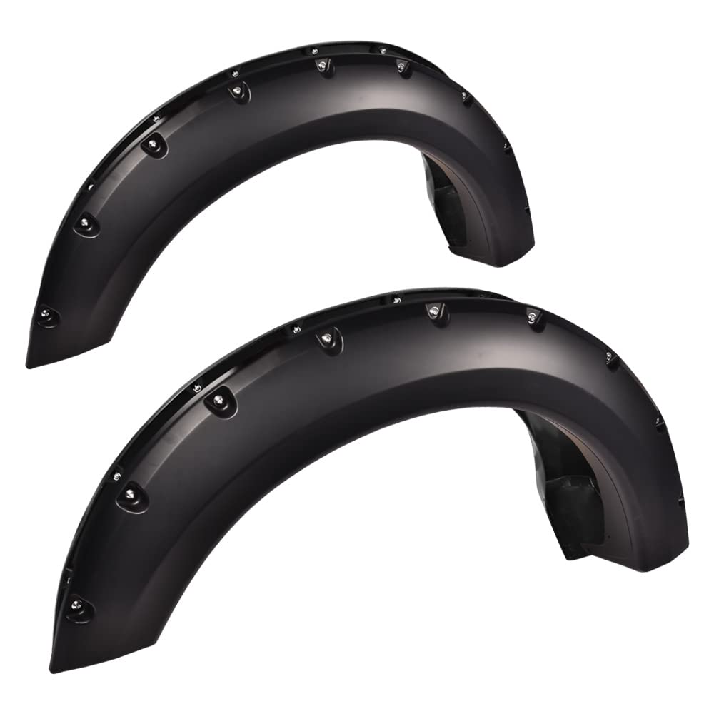 PIT66 Fender Flares,Compatible With 2004-2008 FORD F150(NOT For Heritage), Paintable Smooth Matte Black Pocket Riveted Style Whe