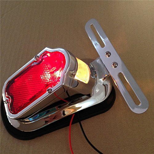 Xkmt-Chromed Heavy Metal Aluminum Red Tombstone Brake Tail Light Signal Compatible With Motorcycle Bike [B00Yyl7Uek]