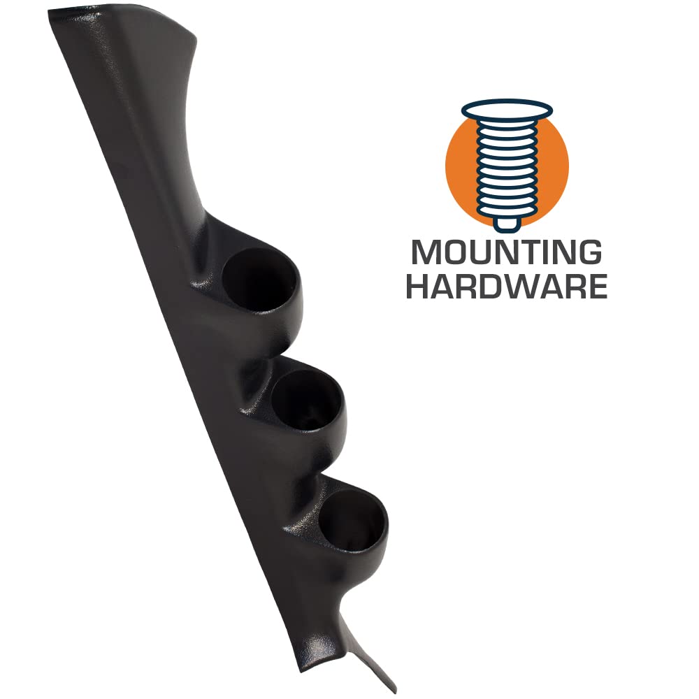 GlowShift Black Triple Pillar Gauge Pod Compatible with Mitsubishi Eclipse 2000-2005 - ABS Plastic - Mounts (3) 2-1/16'' (52mm)