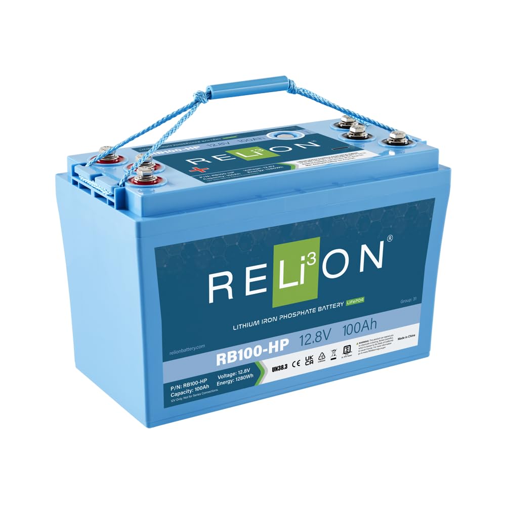 Relion Rb100-Hp | 12V 100 Ah| Lifepo4 Lithium-Ion Dual Purpose Battery | Cranking + House Power | Group 31 | Waterproof (Ip67 Rating) | 10 Year Warranty | Perfect For Fresh & Salt Water Boats, Rv Etc.