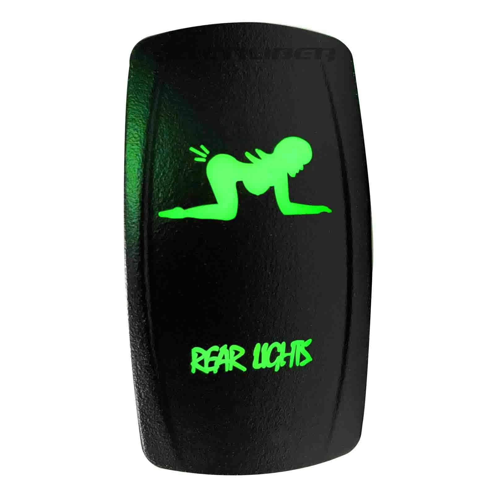 50 Caliber Racing Rocker Switch On/Off Led Backlit -Rear Lights Girl- Utv, Auto, Boat 20A 12V (Green 5359A7)
