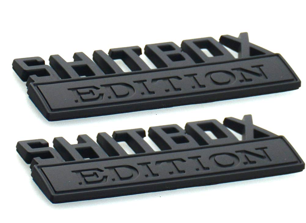 SunteeLong Pair Set SHITBOX EDITION emblem 3D Fender Badge Decal Car Truck Replacement for F150 F250 F350 Chevy Silverado 1500 2