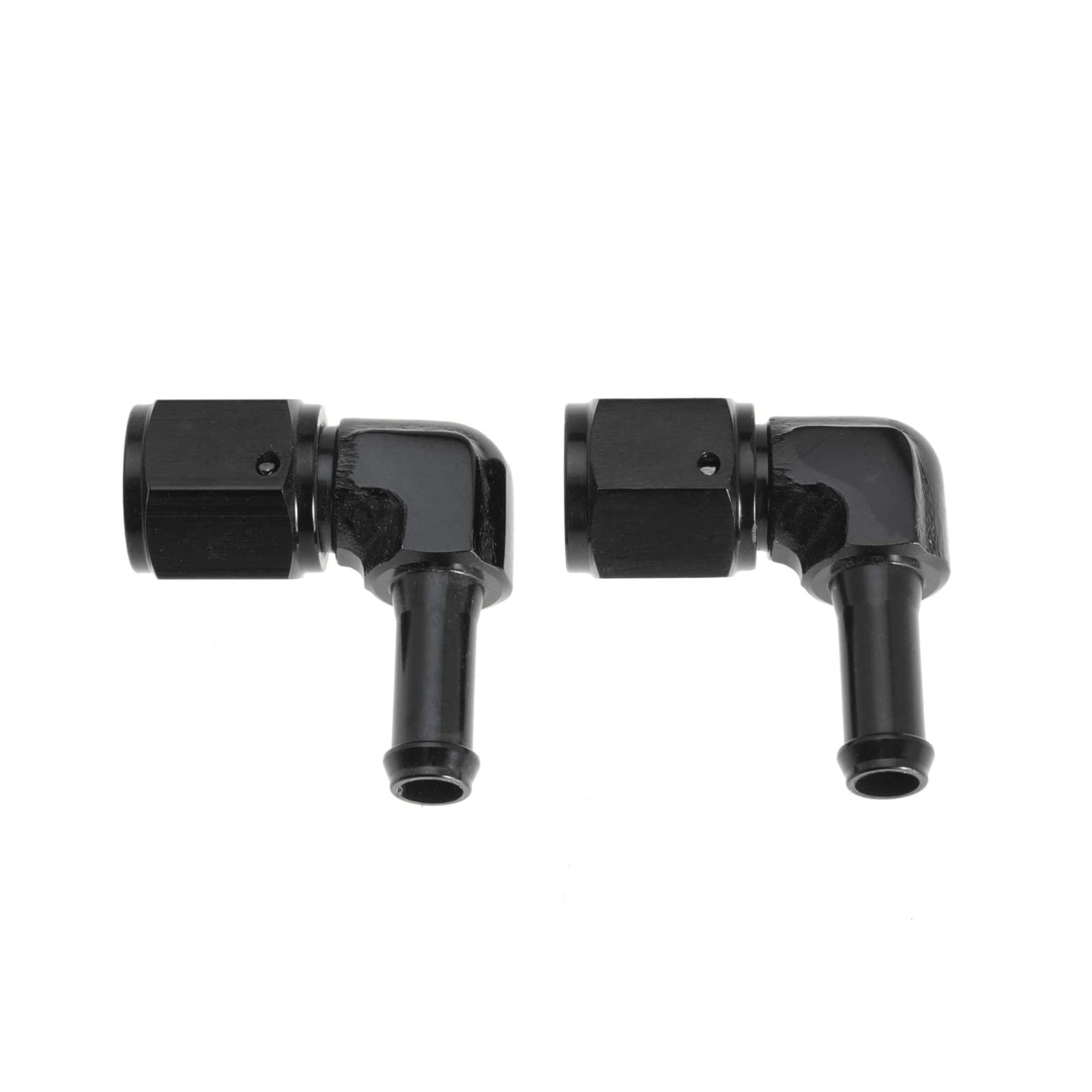 Female 6AN to 5/16 Hose Fuel Fittings 90 Degree Swivel Oil Line Pipe Adapter Black 2PCS