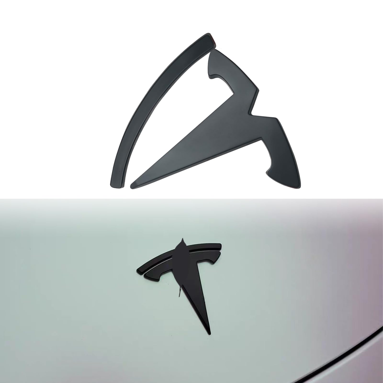 Yhcdsea For Model 3/Y Emblem Sticker Cover, Fit For Tesla Model 3/Y Logo Decals Accessories (Matt Black-Front Logo Cover)