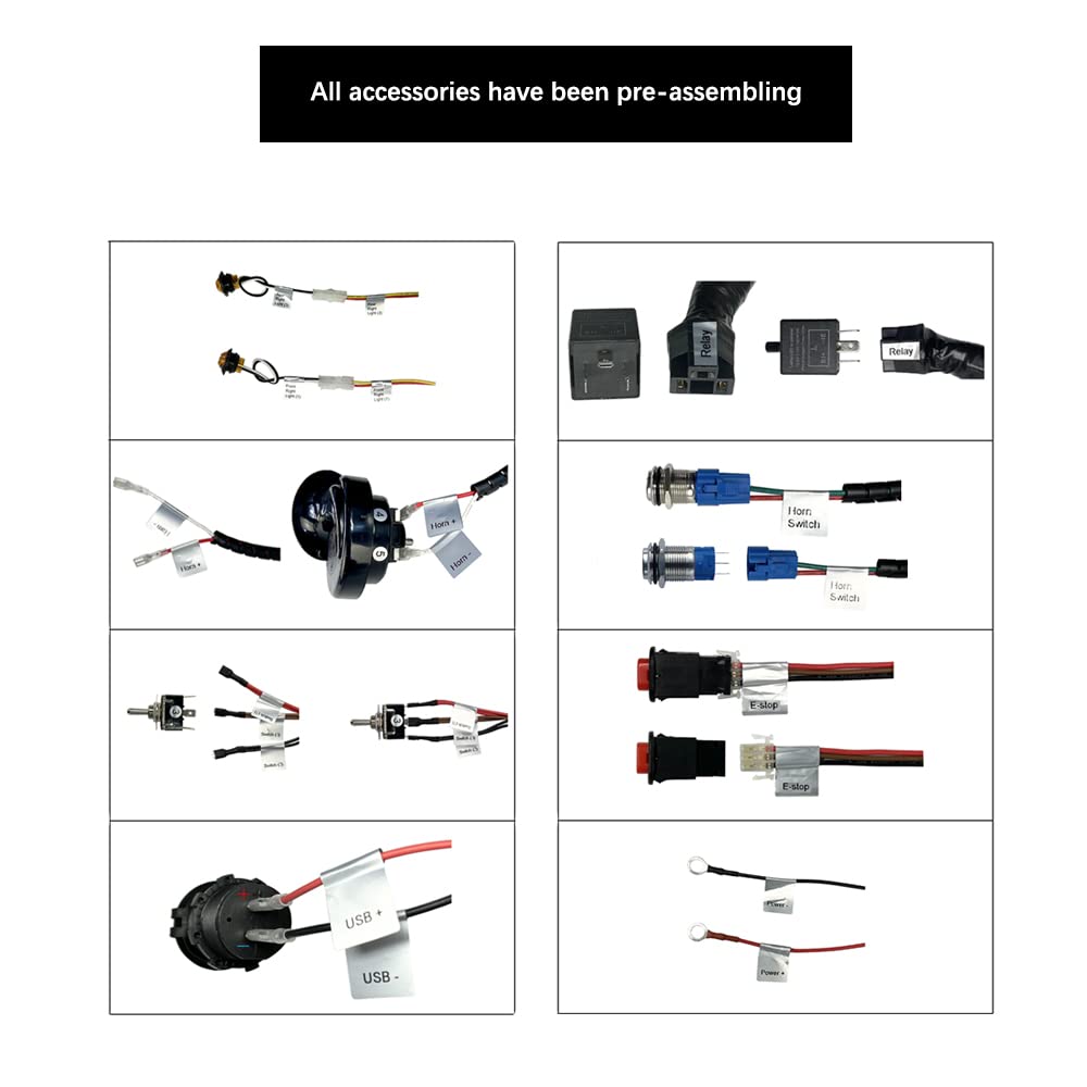 Universal ATV/UTV Turn Signal Kit, Led Street Legal Kit with Horn, USB Charge and E-Stop Switch, Compatible with Polaris RZR, Ho