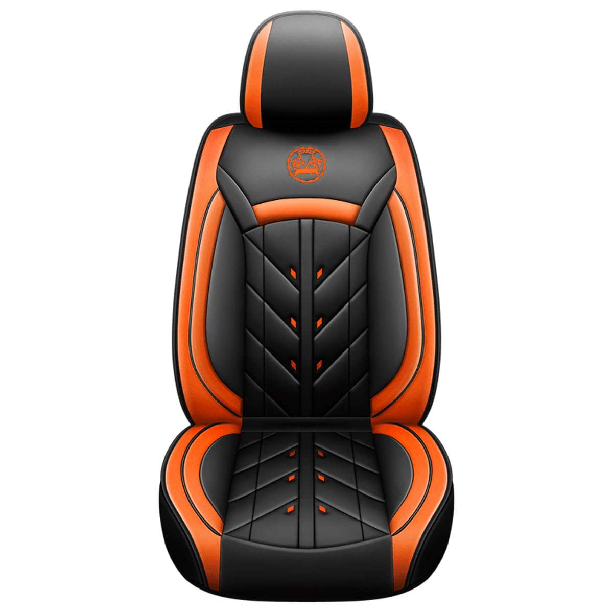 YXQYOEOSO Comfortable Leather Auto Car Seat Covers 5 Seats Full Set Universal Fit (Black & Orange)