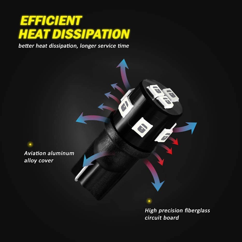 Auxlight T10 921 194 168 912 Led Bulbs Green 12-Pack, Super Bright 12 Volt Led Replacement For Rv Camper Trailer Boat Trunk Inte