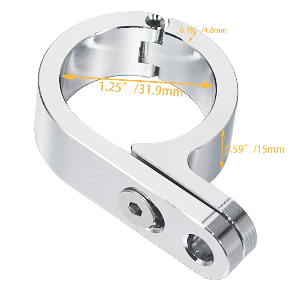 WOWTK Handlebar Mount Clamp for 32mm Bars, Chrome Aluminum/Steel, Model 727277302049, Fits Harley Touring, Road King, Dyna, Sportster