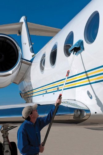 Aero Cosmetics Waterless Rv Aircraft Boat Wash Wax Mop Kit With Deluxe Pole 3' 9'' To 9' No Ladder Needed, Wash, Wax, Dry, Anywh