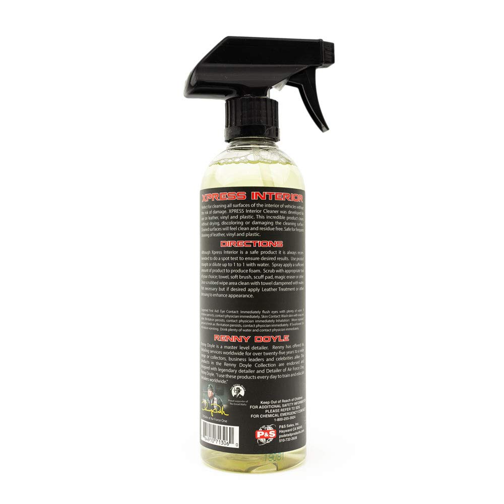 P&S Professional Detail Products - Xpress Interior Cleaner - Perfect For Safely Removing Traffic Marks, Dirt, Grease, And Oil; Works On Leather, Vinyl, And Plastic; Fresh Scent (1 Pint)
