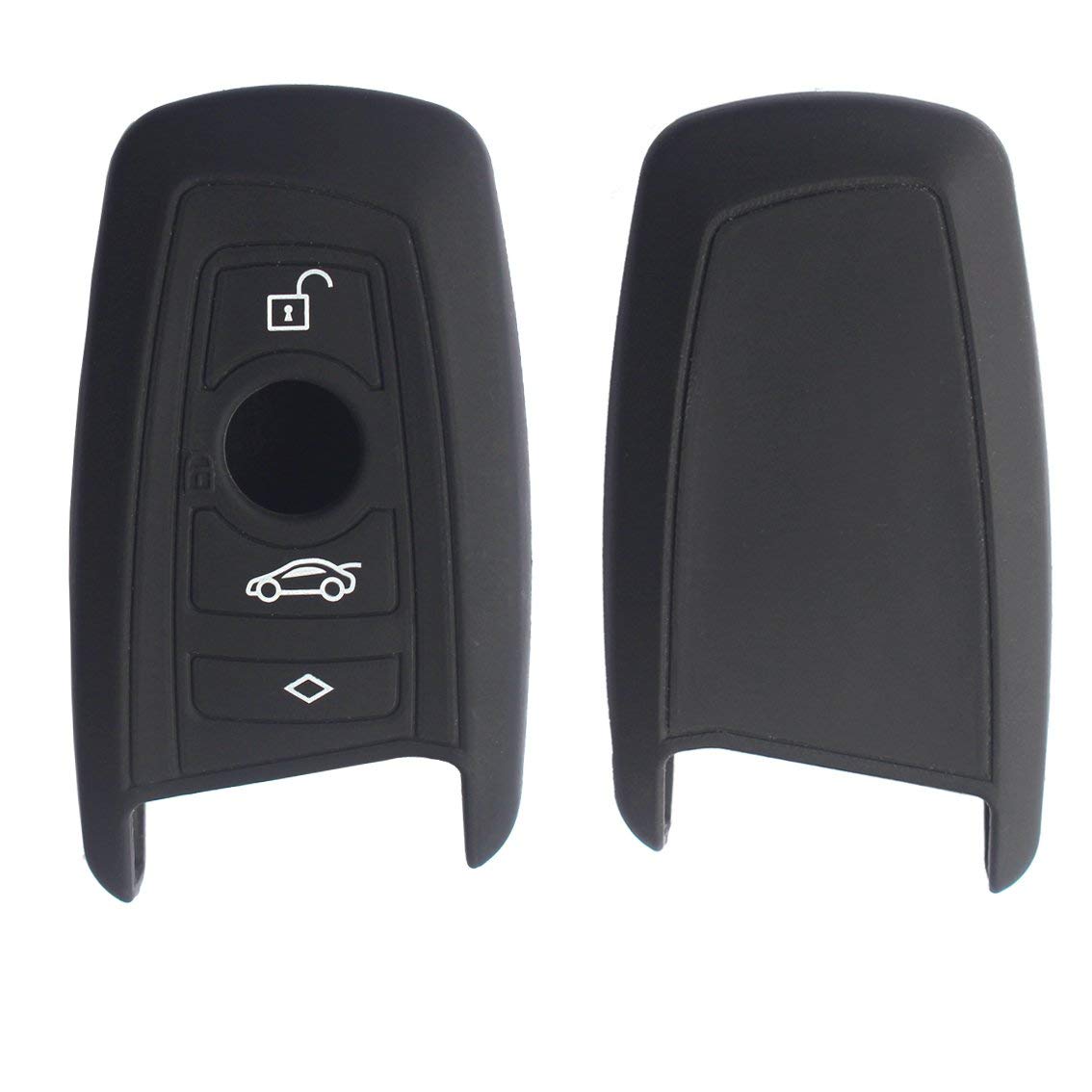 Velsman Compatible With Bmw Trapezoid Style Key Fob - 3 Buttons Silicone Case Cover Protector Holder And Wrist Strap (Black)