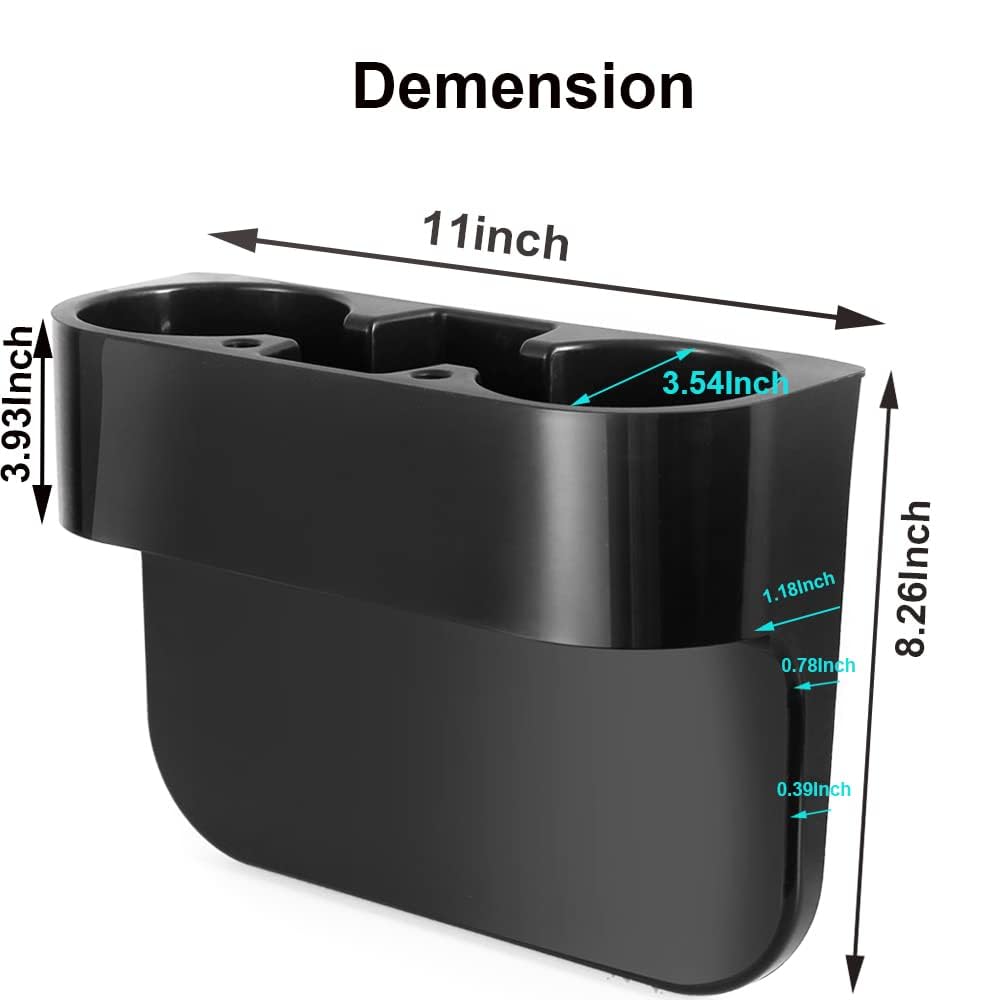 Heart Horse 2Pcs Cup Holder Portable Multifunction Vehicle Seat Cup Cell Phone Drinks Holder Box Car Interior Organizer (Black)