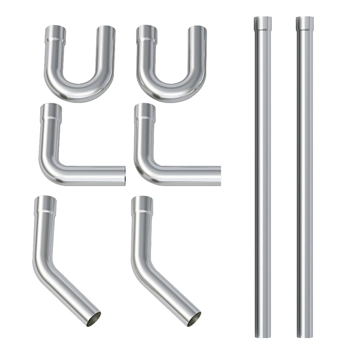 A-KARCK Stainless Steel Mandrel Bends 8 Pcs, 2.25 Inches 304 Stainless Steel Exhaust Pipe DIY Custom Exhaust Tubing Pipe Straigh