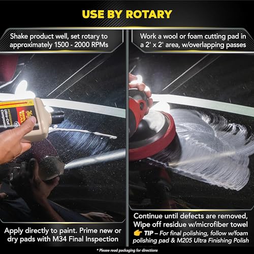 Meguiar’S M105 Mirror Glaze Ultra-Cut Compound, Ultra-Fast Cutting Compound For Cars, Remove Sanding Marks With Our Exclusive Super-Micro Abrasive Technology, 32 Oz.