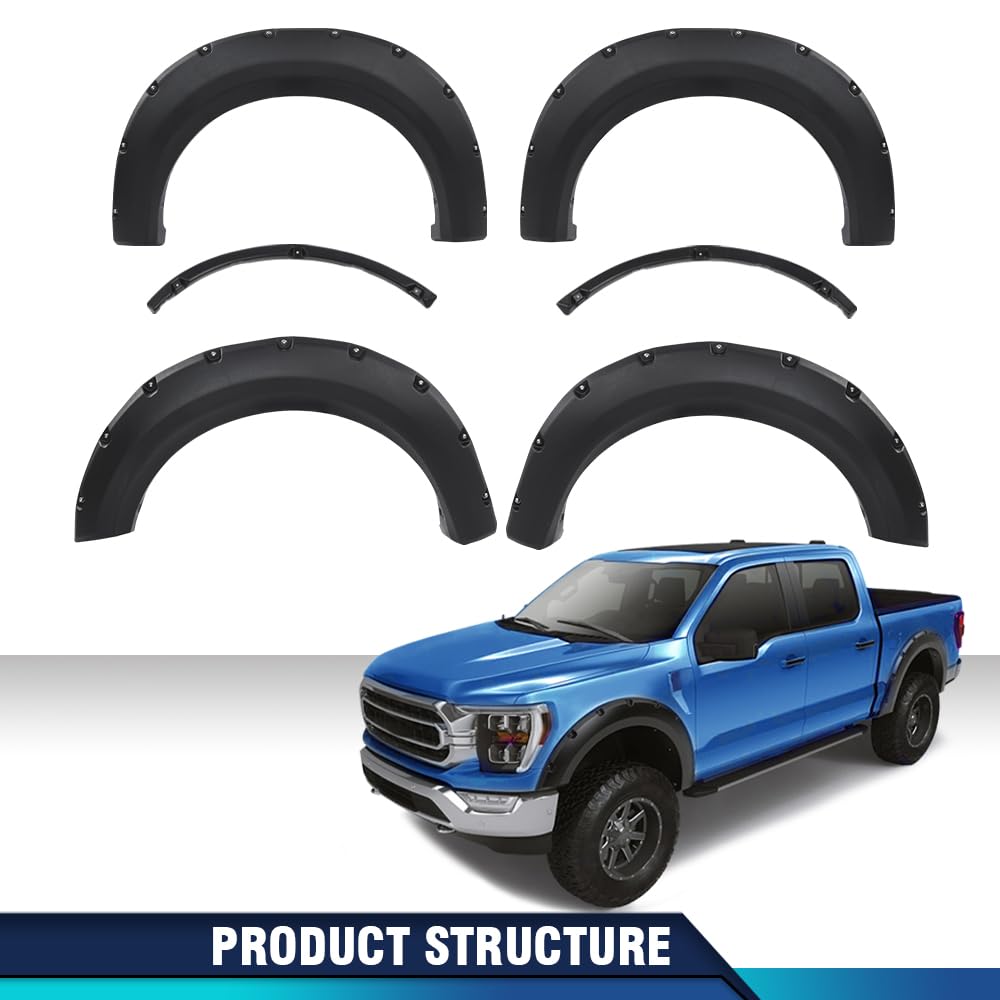 PIT66 Fender Flares Compatible with Ford F150 Styleside with 67.0''/78.8''/97.4'' bed length models 2009-2014 (Do not fit Platin