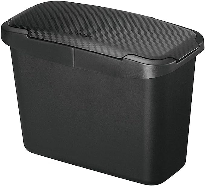CAR MATE CZ489 Center Console Trash Can Carbon Look | Interior Dustbin | Portable | Easy to Clean | Black Matt Finish | 1700 ml 