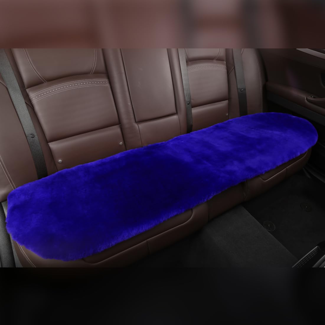 Ogland Fluffy Genuine Australia Sheepskin Car Seat Cover For Auto Fur Interior Accessories With Soft Fuzzy Wool Non-Slip (Blue,