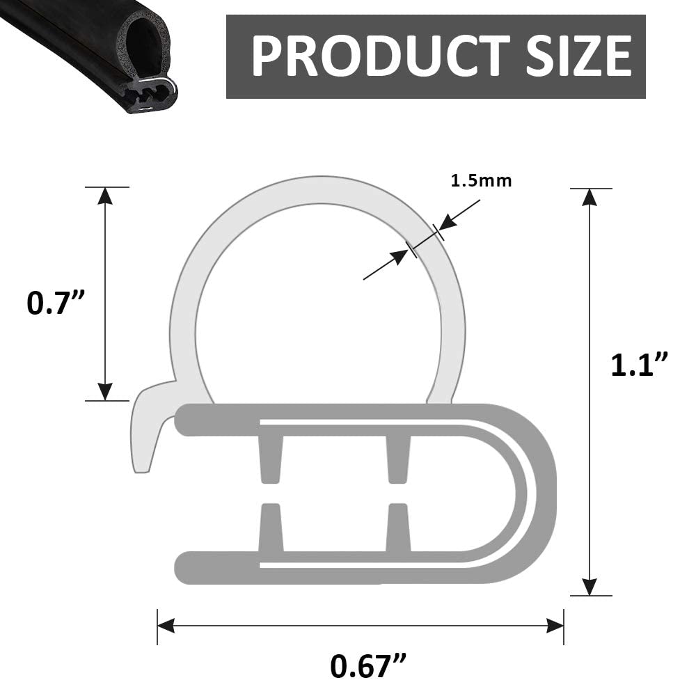 Vuaohiy Automotive Weather Stripping Door Seal, 33 Ft Car Door Rubber Seal Strip Trim Seal Gasket With Side Bulb For Cars Trucks