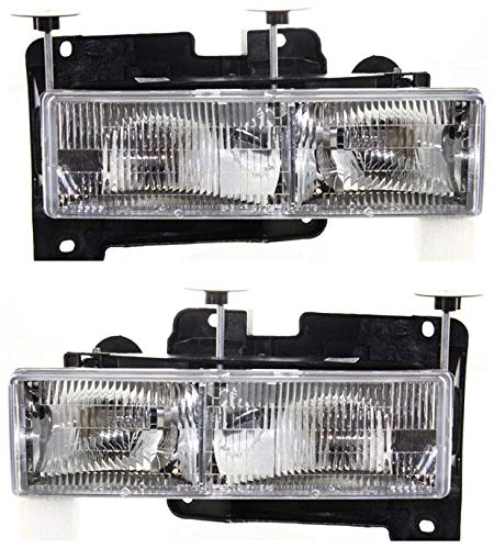 Garage-Pro Headlight Compatible With 1995-2000 Chevrolet Tahoe, Fits 1992-1999 Gmc Yukon, Fits 1992-1994 Chevrolet Blazer, Fits 1988-1999 Gmc C1500, Fits 1988-1999 Gmc K1500 Set