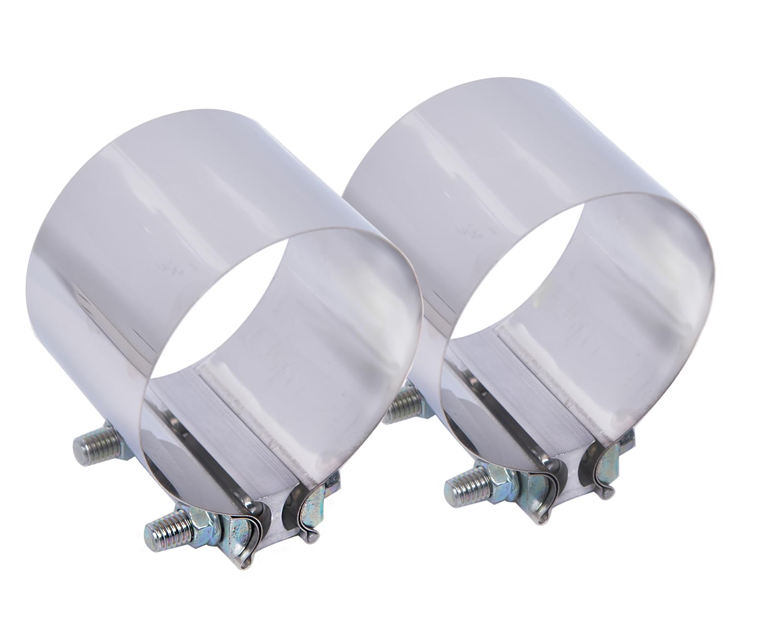 Elifecenter 3.5 inch Exhaust Clamps, 3 1/2 Inch Exhaust Lap Joint Butt Clamps, T304 Stainless Steel Band Clamp w/High Grade Bolt