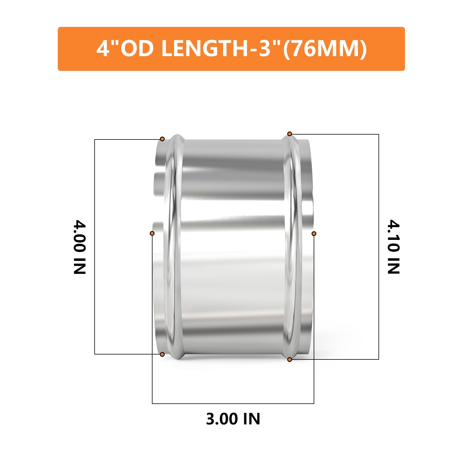 Gasher 1Pcs 3''(76Mm) Aluminum Alloy Tube Aluminum Straight 4''Od With Bead Roll, Intercooler Pipe For Intake And Cooling System