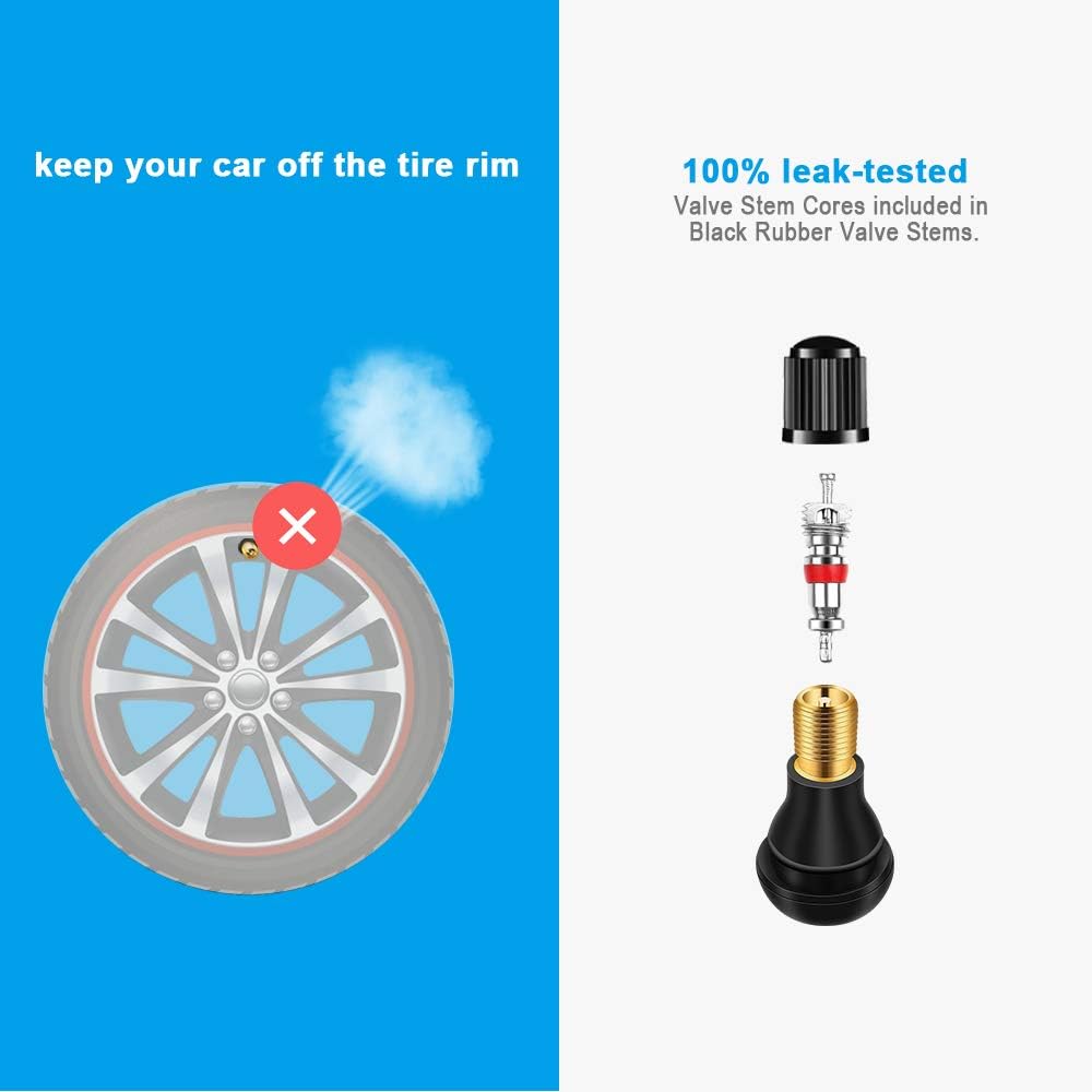 Riseuvo Valve Stem Puller Installer Tool - 10Pcs Tr412, 6Pcs Tr413, 6Pcs Tr414 Tire Snap In Short Rubber Valve Stem, 4 Way Valve Core Remover, Single Head Tire Valve Core Remover Installer Tool