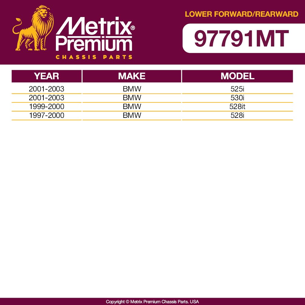Metrix Premium Chassis Parts - 4 Pc Lower Forward & Rearward Control Arm Kit Fits 01-03 Bmw 525I, 01-03 530I, 99-00 528It, 97-00