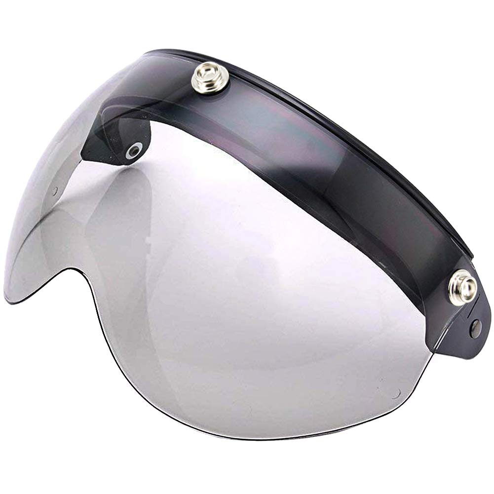 Pilot Style Flip Up Down Shield Visor Lens For 3-Snap Motorcycle Open Face Helmets (Light Smoke)