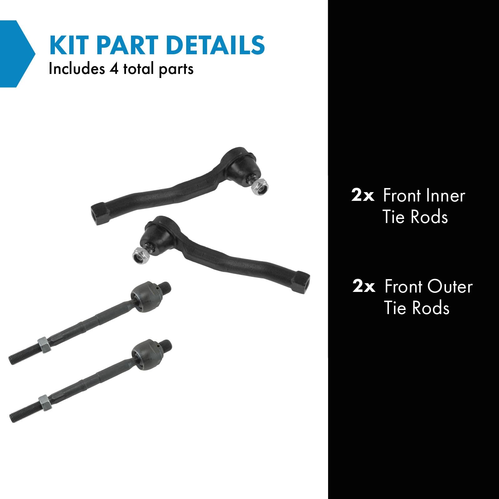 Trq Front Tie Rod Set Compatible With 2004-2011 Chevrolet Aveo 2007-2011 Aveo5 2009-2010 Pontiac G3