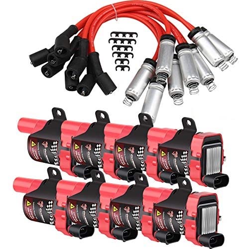 Carbole 8 Pack D585 Ignition Coil Pack And 748Uu 8Mm Spark Plug Wires Fit For Chevy Silverado Ls1 Ls3 4.8 5.3L Chevrolet Gmc Cad