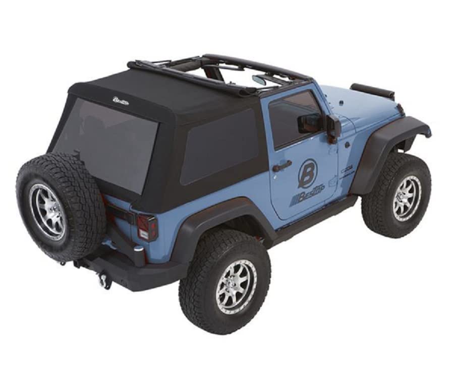 Bestop 5492217 Black Twill Trektop Nx Glide Convertible Soft Top For 2007-2018 Wrangler Jk 2-Door