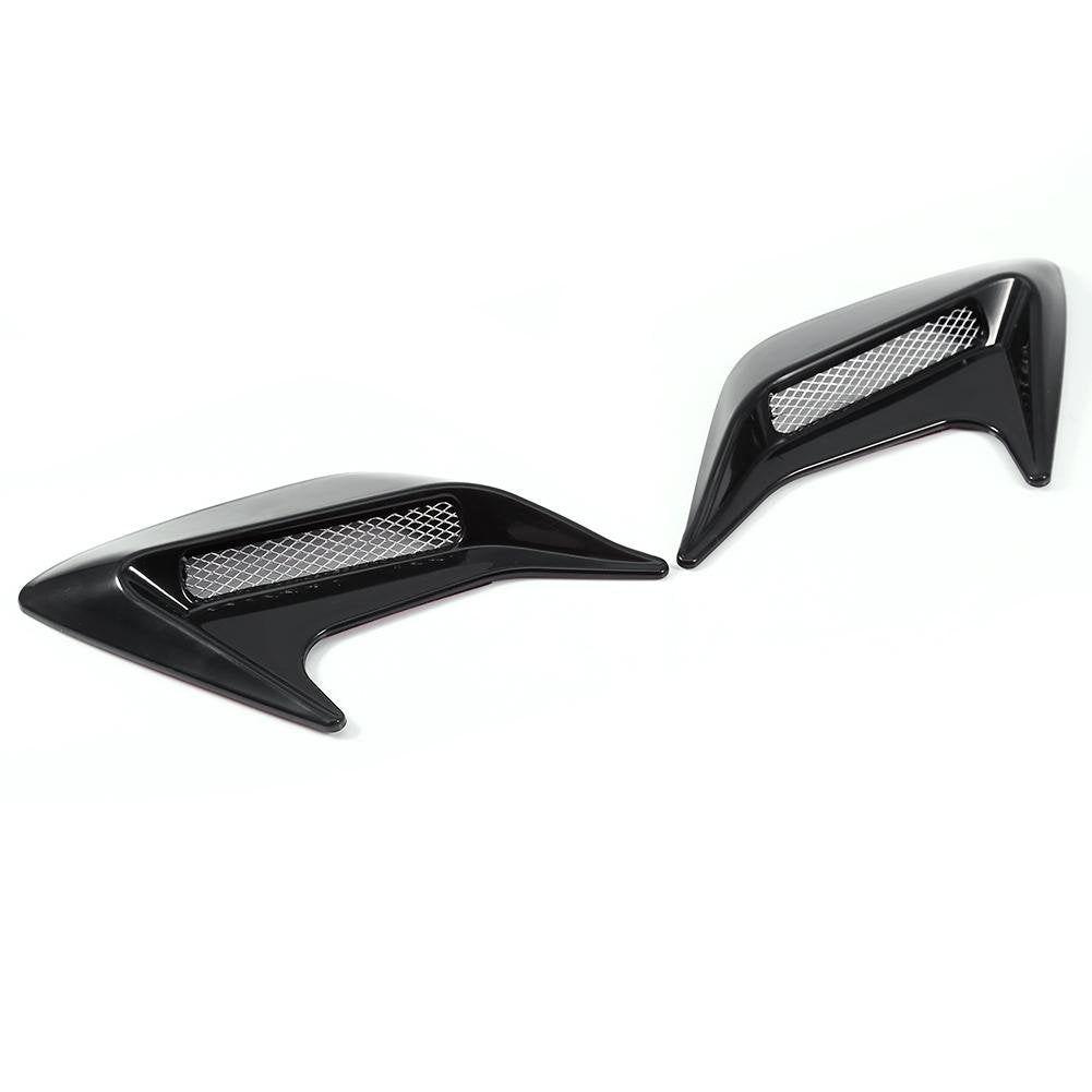 Qiilu 2pcs Car Decorative Air Intake Hood Scoop Vent, Outlet Intake Hood Vent Bonnet Universal DIY for Cars Trucks Black