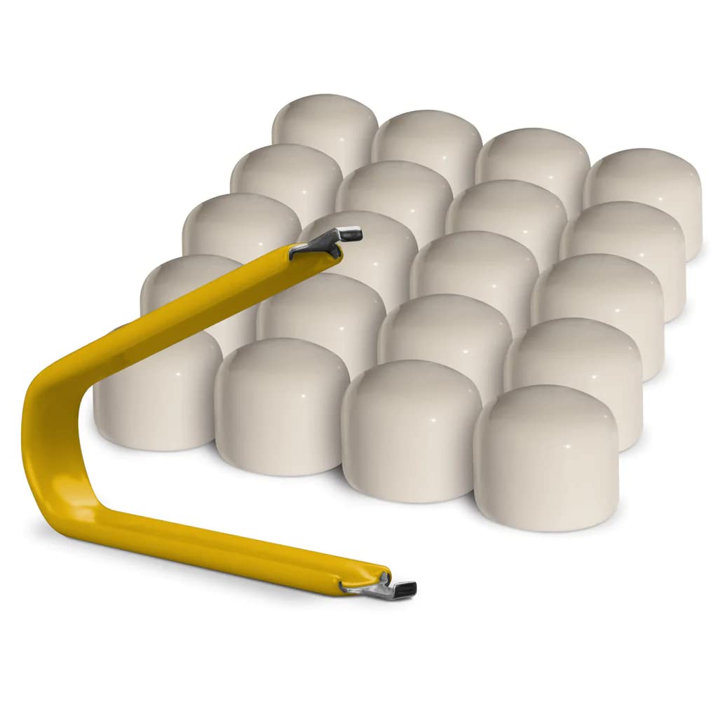Colorlugs Vinyl Lug Nut Cover | White | Flexible Fit Wheel Lug Nut Cap | Fits 17 Mm | Pack Of 25 | Includes Deluxe Extractor | Made In The Usa