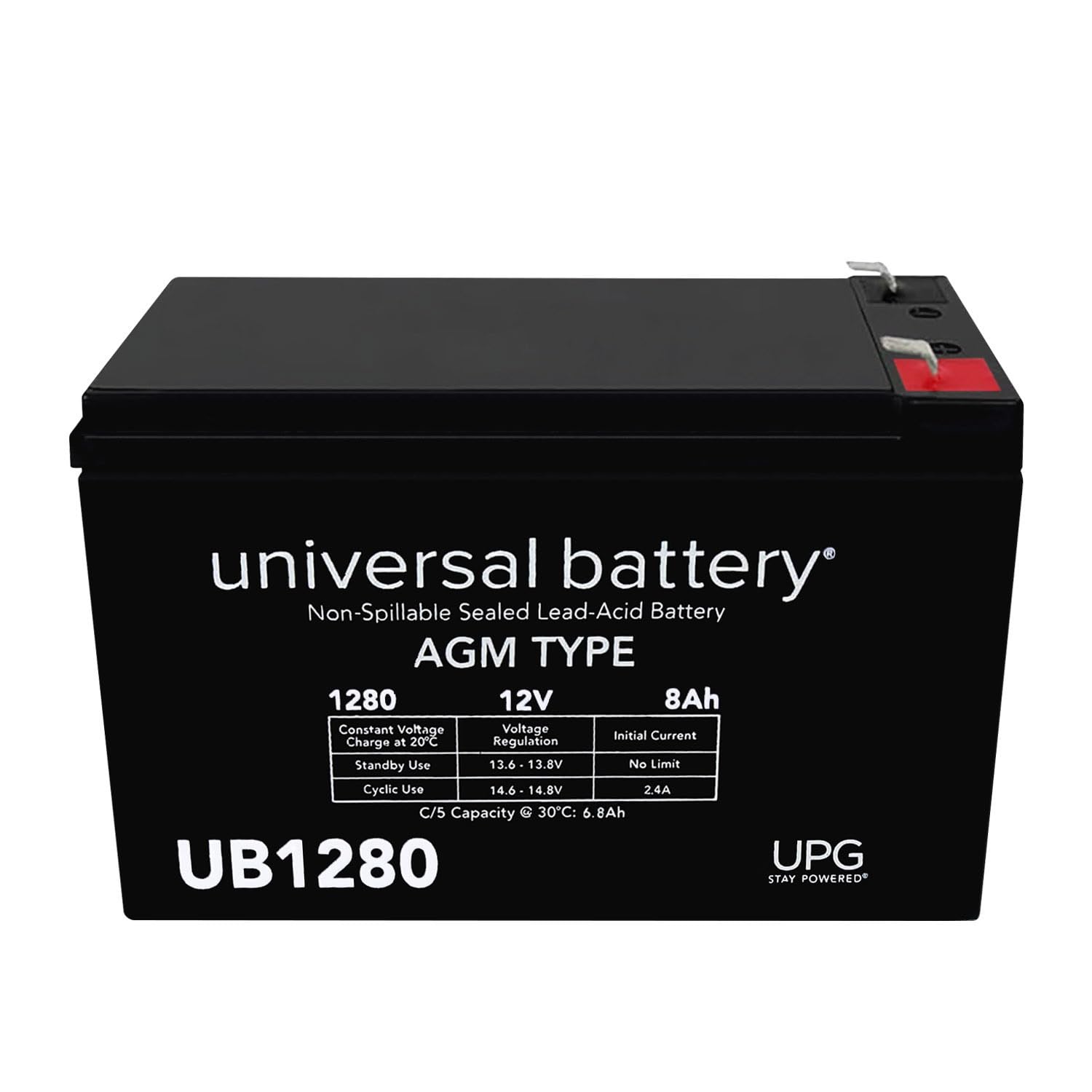 Universal - Ub1280 12V 8Ah Sealed Lead Acid Battery F1 .187 Tt