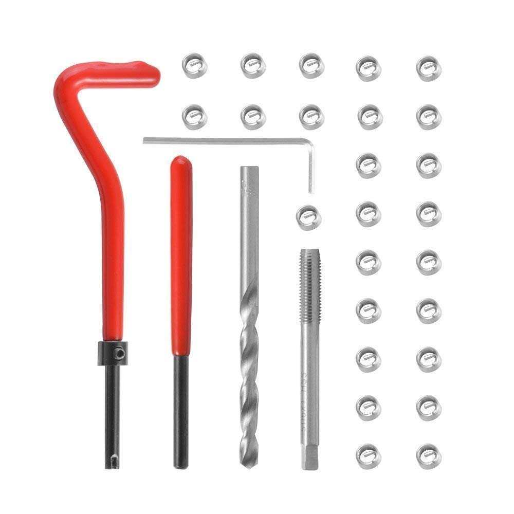 Xt Auto 30Pcs Stainless Steel M6 X 1Mm Thread Repair Insert Kit Compatible Hand Tool Set For Auto Repairing