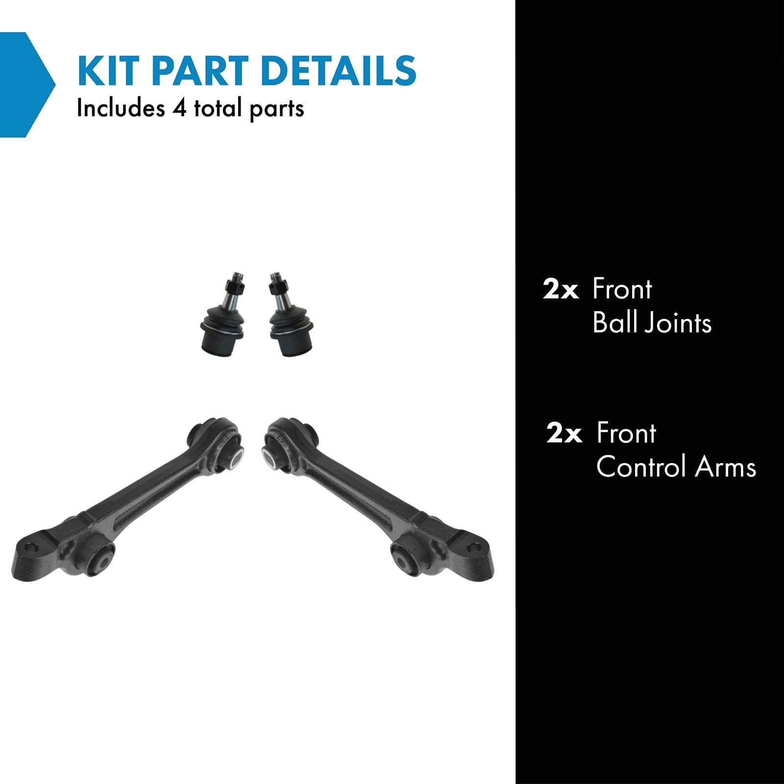 TRQ Front Control Arm with Ball Joint Set Compatible with 2011-2022 Chrysler 300 Dodge Challenger Charger