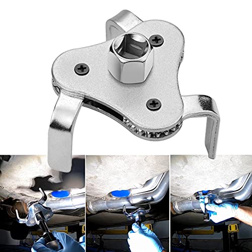Adjustable Oil Filter Wrench Remover Use From 2-1/2 Inch To 4.5 Inch Oil Filter Wrench Remover Tool Set 3 Jaw - Silver