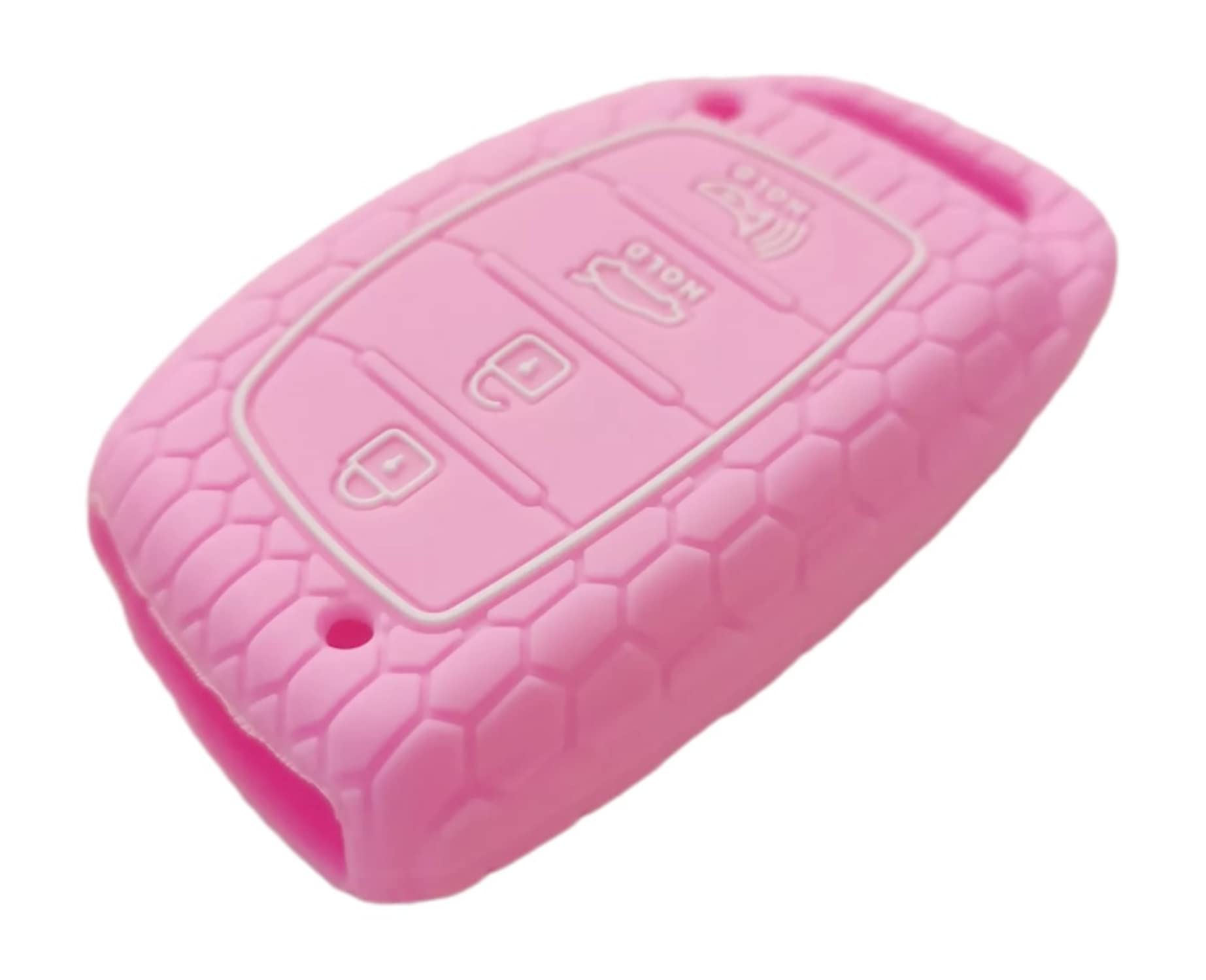 Reprotecting Silicone Rubber Key Fob Cover Compatible With 2016-2021 Hyundai Elantra Elantra Gt Ioniq Sonata Tucson Sy5Mdfna433《Not For Keys With Eject/Fold Buttons》(4 Button Smart Key, Pink Pink)