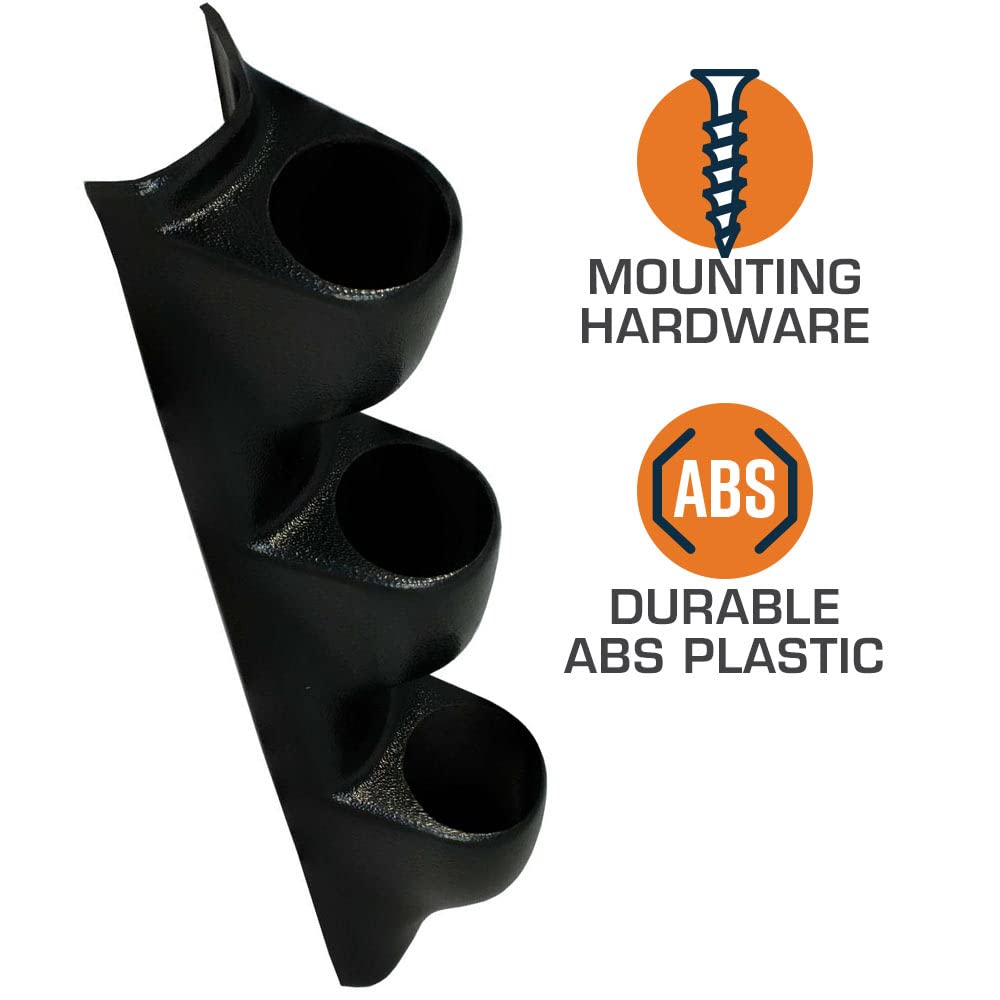 GlowShift Black Triple Pillar Gauge Pod - ABS for 3x 2-1/16" Gauges - Model GS-U3