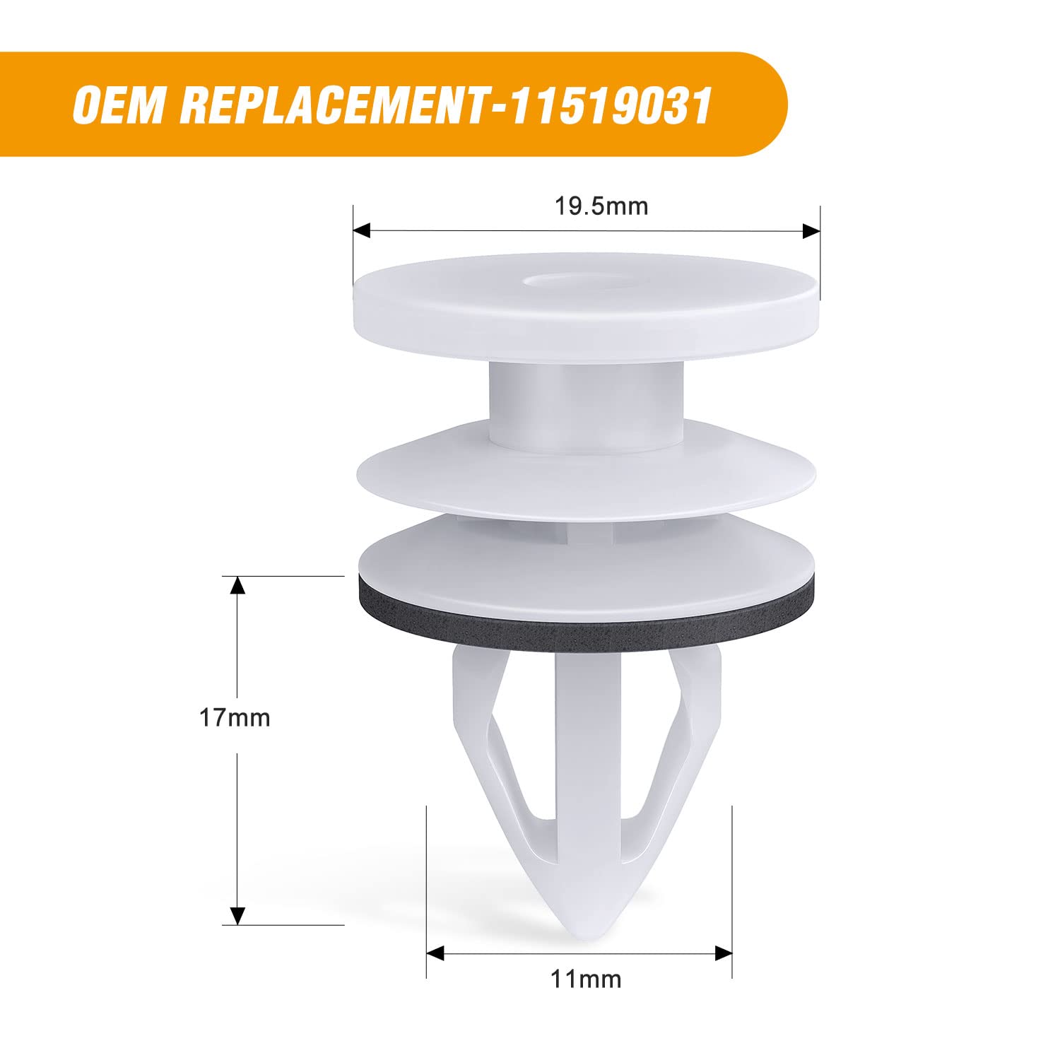 Gooacc 50Pcs Door Panel Retainer With Sealer Compatible For Gm Buick Chevrolet Cadillac Gmc Hummer H2 Oldsmobile Pontiac Saturn