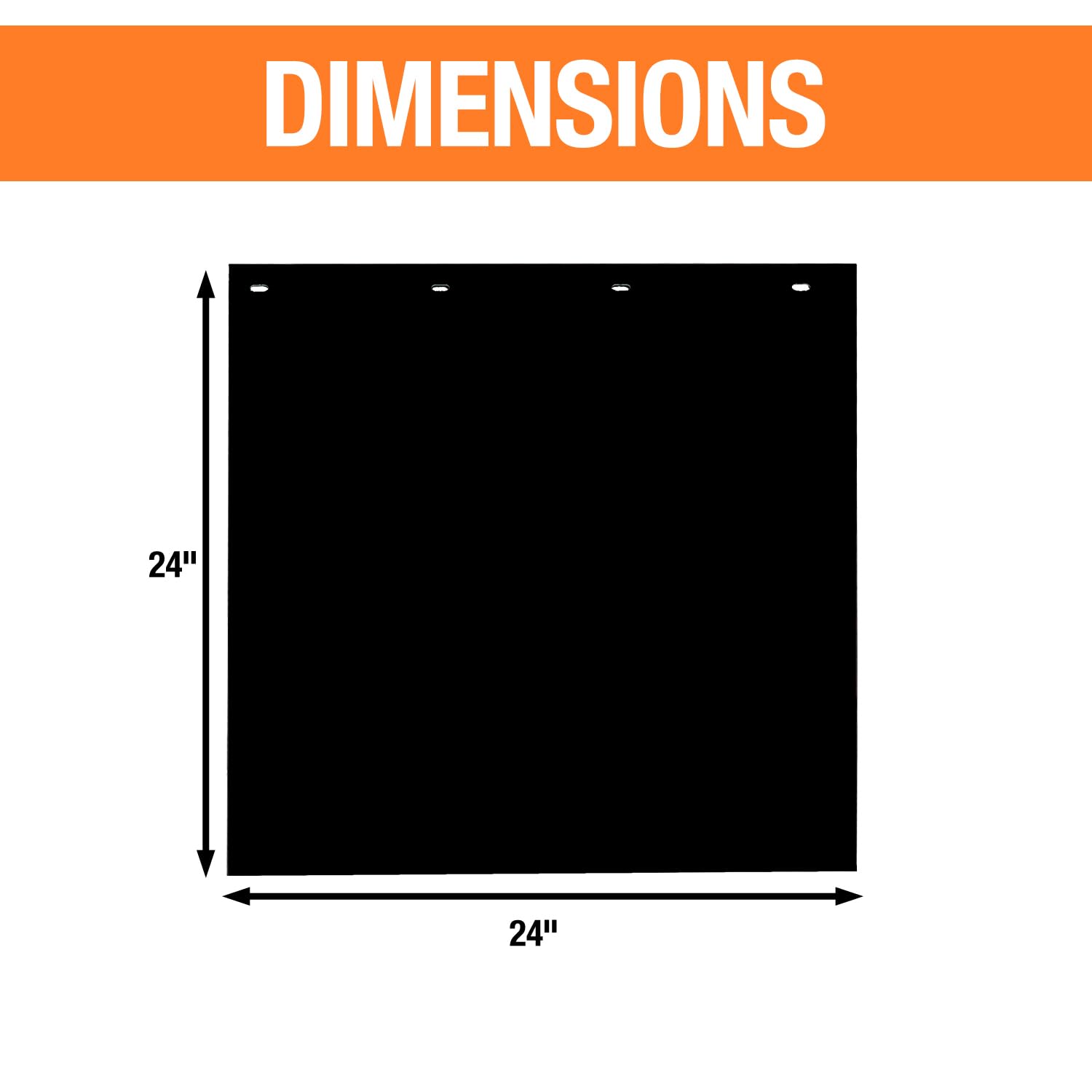 Buyers Products, 2 Pack, Super Durable Black Polymer Mudflaps 24X24 Inch, Rc24Ppbpkgd
