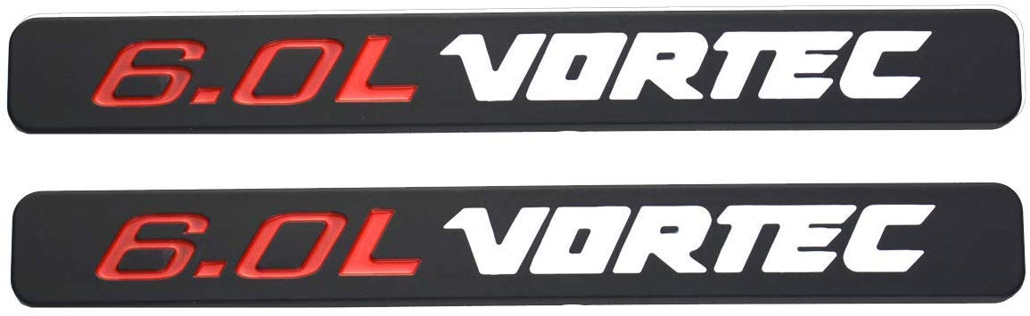 2pcs 6.0L VORTEC Badge Emblems 3D Replacement for 1500 2500hd 3500hd GMC Silverado Sierra Truck (Red/White/Black)