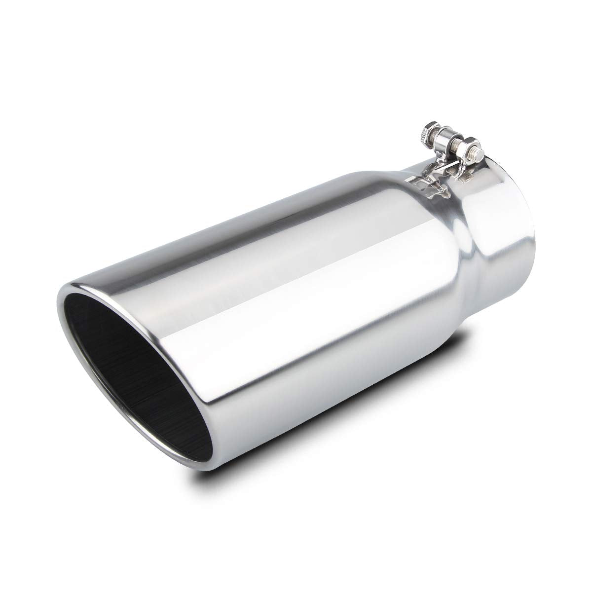 Lcgp 4' To 5' Diesel Exhaust Tip, 12' Overall Length Bolt On Design Truck Tail Tip,Polished, Rolled Angle Cut Design