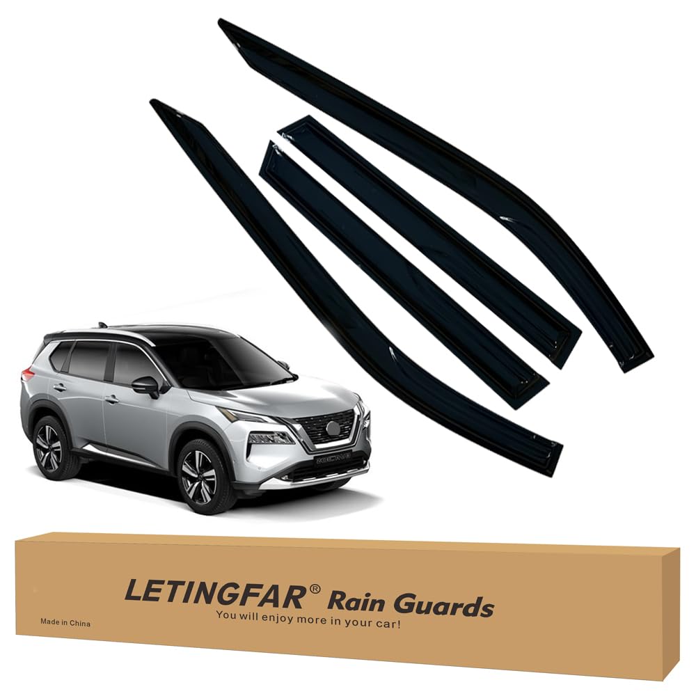 LETINGFAR Window Visors Rain Guards for Nissan Rogue 2021 2022 2023 2024 Accessories, Wind Deflectors Vent Shades for Nissan Rog